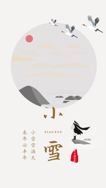 灰色中国风小雪传统节日节气海报设计模板素材