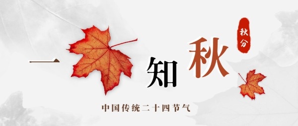 传统节气秋天秋分枫叶公众号封面设计模板素材