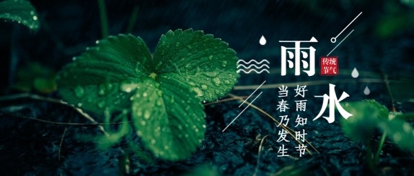 传统文化24节气雨水公众号封面设计模板素材