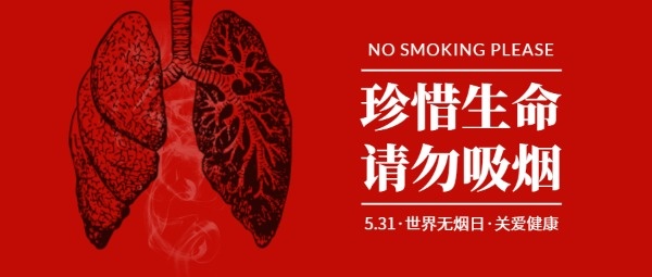 531禁烟吸烟健康吸烟肺公众号封面设计模板素材