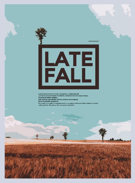 秋季草原天空美景海报设计模板素材