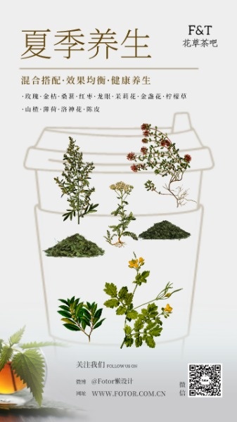 夏季养生凉茶草本海报设计模板素材