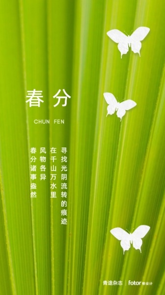绿色简约传统24节气春分海报设计模板素材