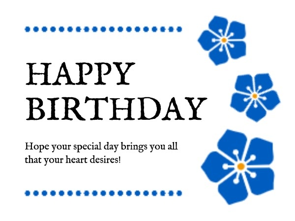 White And Blue Birthday Wishes Card