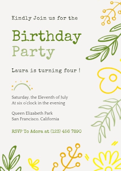 Simple Leaves Birthday Celebration