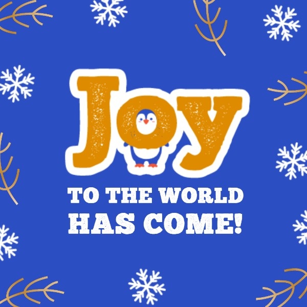 Blue Joy Penguin Christmas Wishes