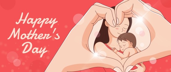 红色母亲节快乐祝福卡通插画