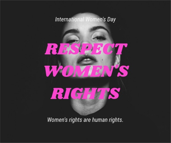 黑色和粉红色尊重妇女权利职位Facebook帖子