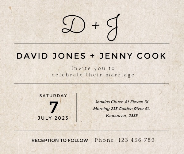 Simple Paper Wedding Invitation 