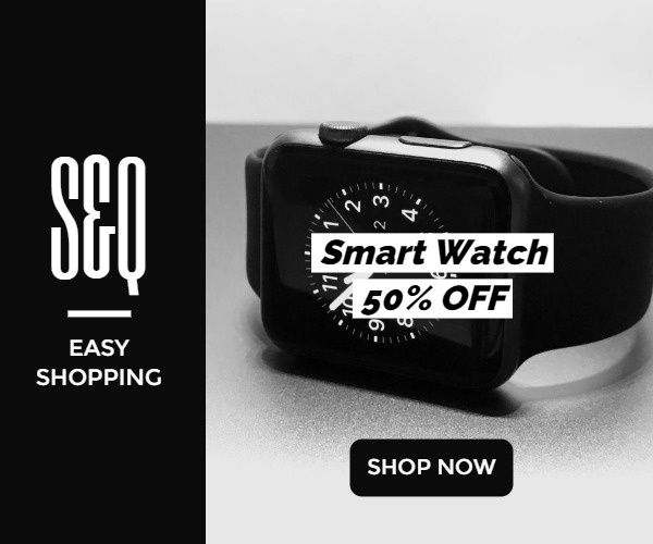 Online Sale Black Smart Watch Banner Ads