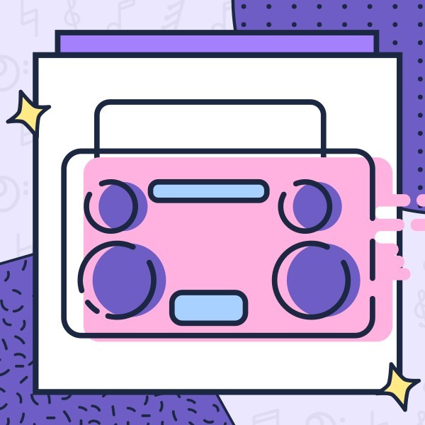 紫色插画收音机音乐公众号封面小图