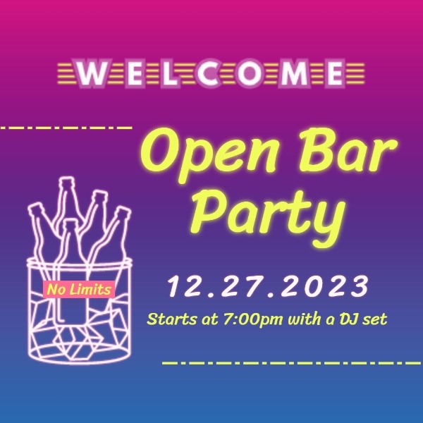 Open Bar Party Neon Sign
