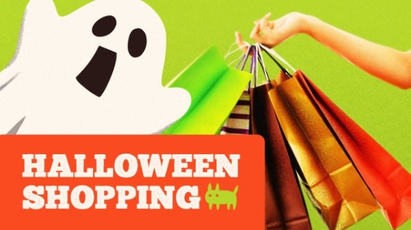 Green Cartoon Halloween Shopping