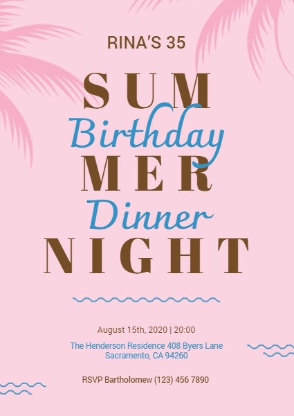 Summer Birthday Party Card