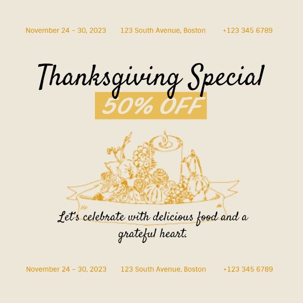 Thanksgiving Restaurant Special Offer