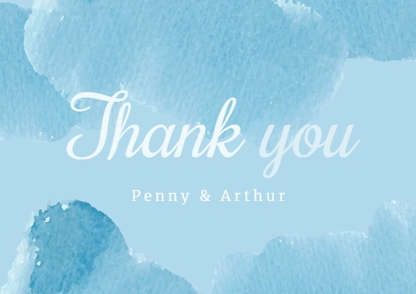 Blue Watercolor Thank You Card