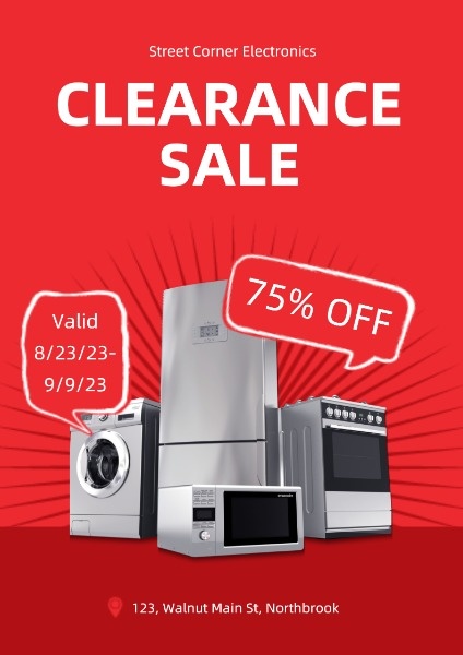 Red Appliance Clearance Sale