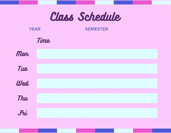 class schedule creator template