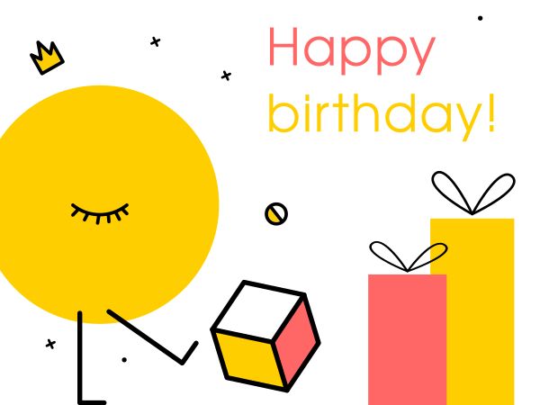 Red And Yellow Cute Happy Birthday Card 电子贺卡模板素材 在线设计电子贺卡 Fotor在线设计平台