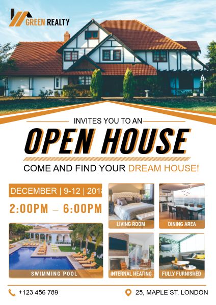 售房参观日英文海报