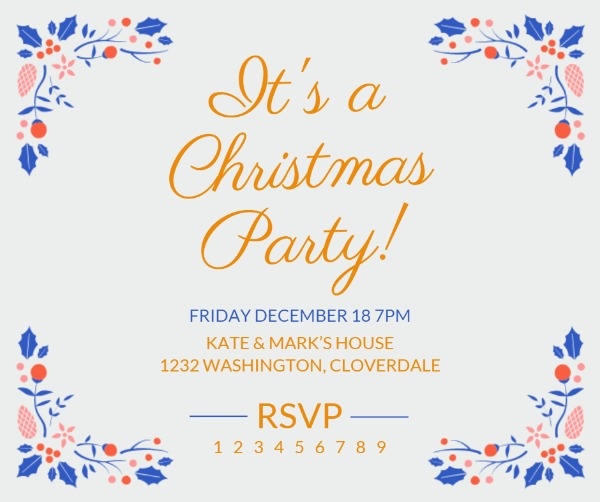 White Simple Christmas Floral Invitation