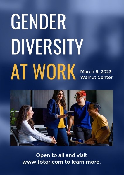 Blue Gender Diversity At Work Poster