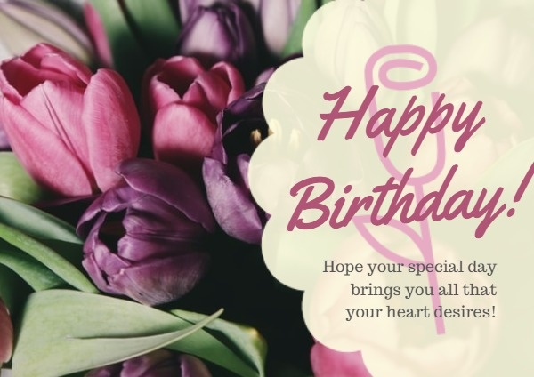 Purple Birthday Wishes Card