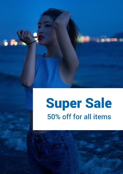 Blue And Simple Item Discount Sales Ad