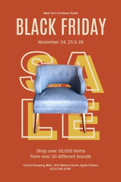 Orange Background Of Black Friday Furniture Super Sale