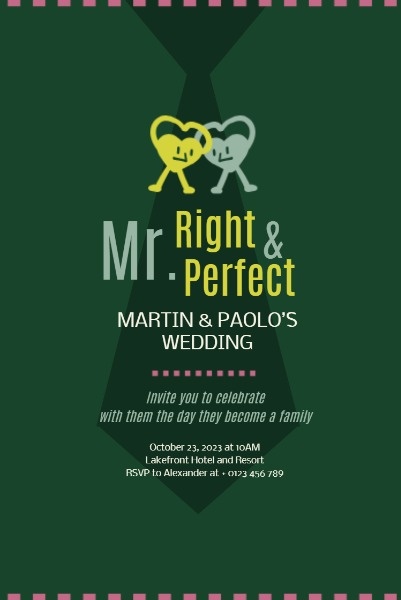 Mr. Right And Mr. Perfect Wedding Invitation