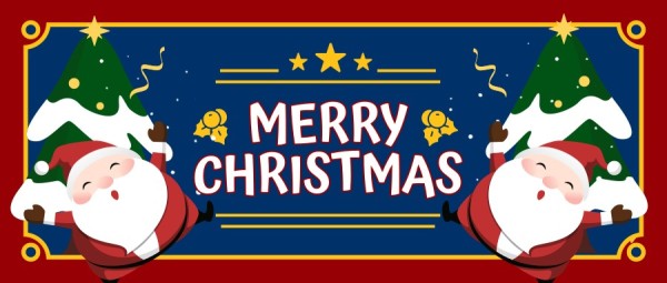 蓝色圣诞老人圣诞节快乐祝福插画