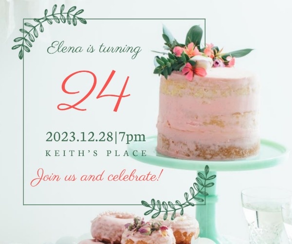 White Cake Birthday Invitation