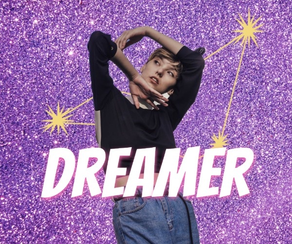 Purple Glitter Dreaming Girl