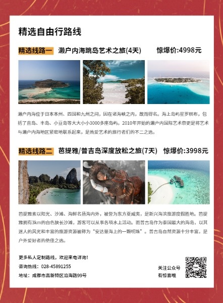 红色中国风春节旅游DM宣传单(A4)