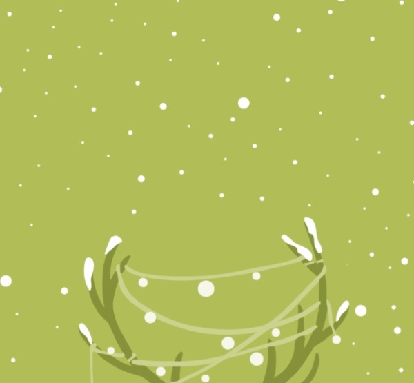 绿色插画风圣诞节鹿角