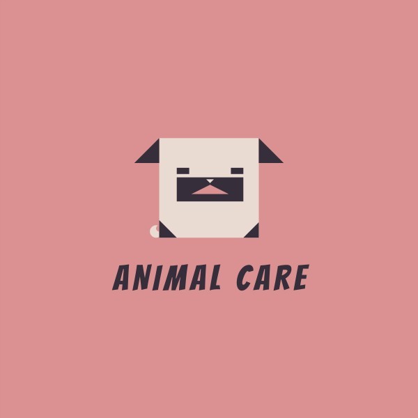 粉红可爱卡通动物护理中心Logo
