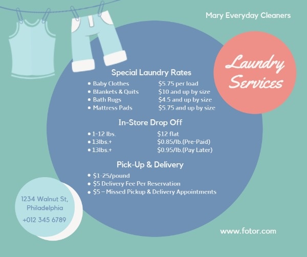 Laundry Store Price List