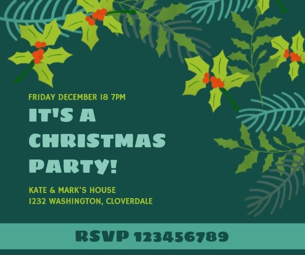 Green Christmas Party Invitation