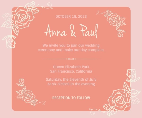 Orange Floral Wedding Invitation
