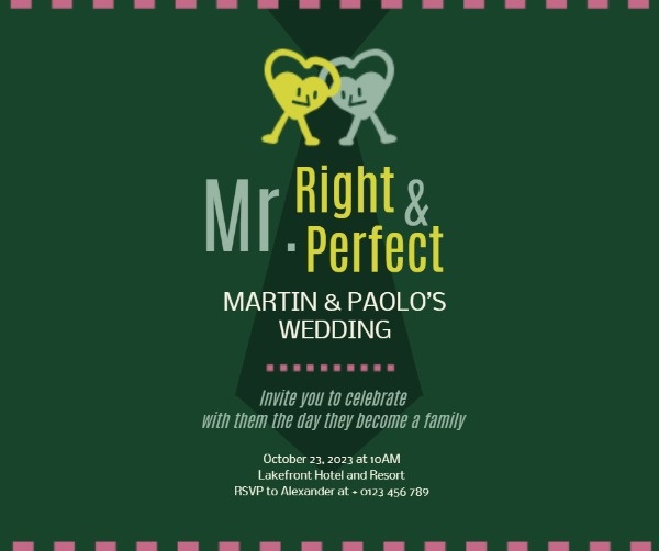 Mr. Right And Mr. Perfect Wedding Invitation