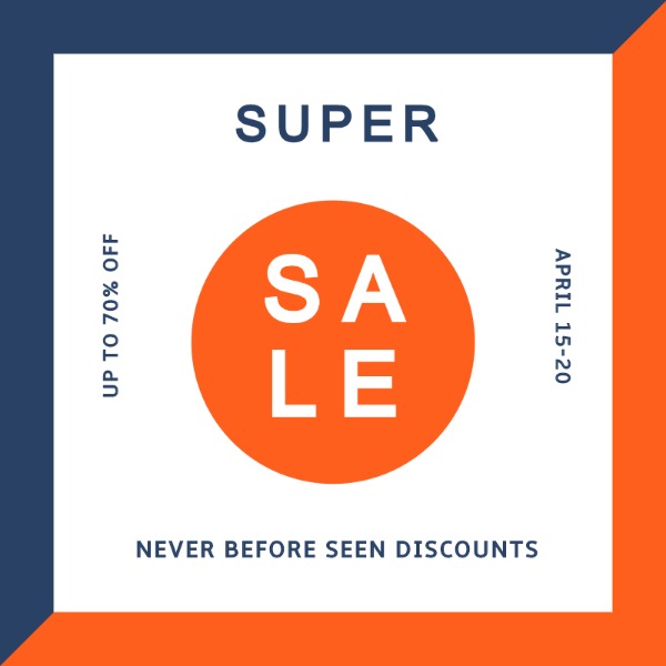 Orange And Blue Discount Promotion