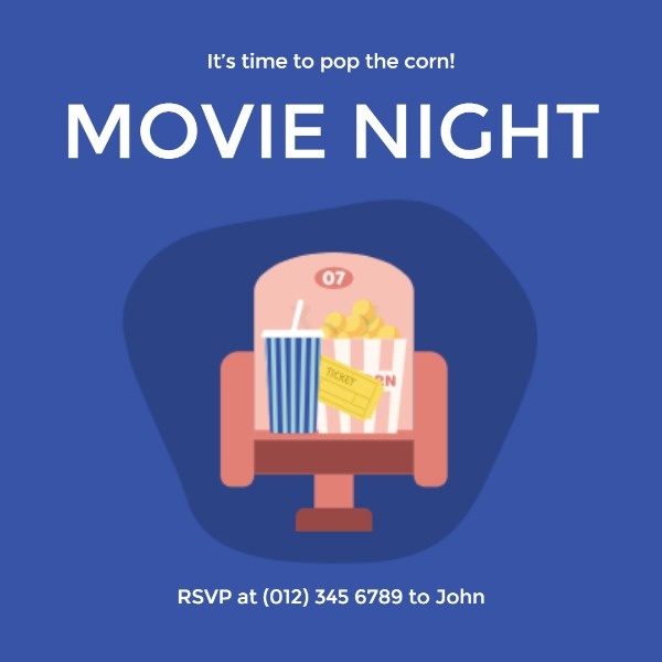 Blue Movie Night Invitation