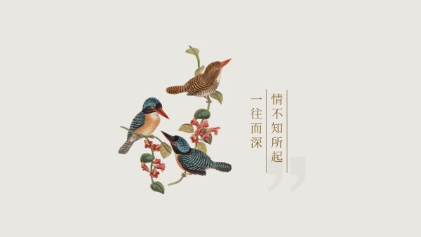 中国风工笔画翠鸟喜鹊复古电脑壁纸
