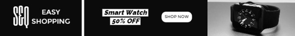 在线销售黑色智能手表横幅广告通栏广告