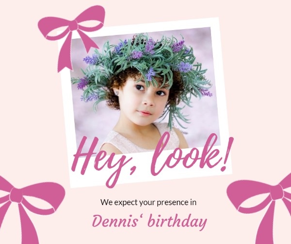 Pink Bow Little Girl's Birthday Invitation