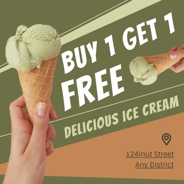 Green Ice Cream Buy One Get One Free Sale