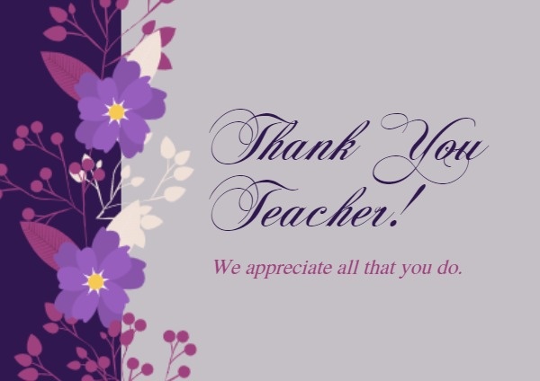 Purple Flower Thank You Teacher