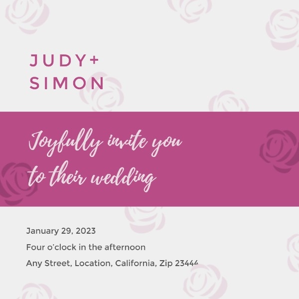 Purple Rose Wedding Invitation