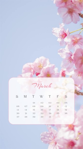 粉红色日历花春天手机壁纸
