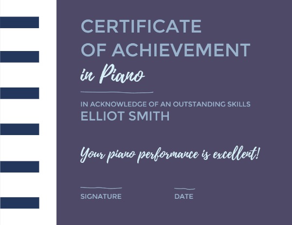 钢琴成就证书